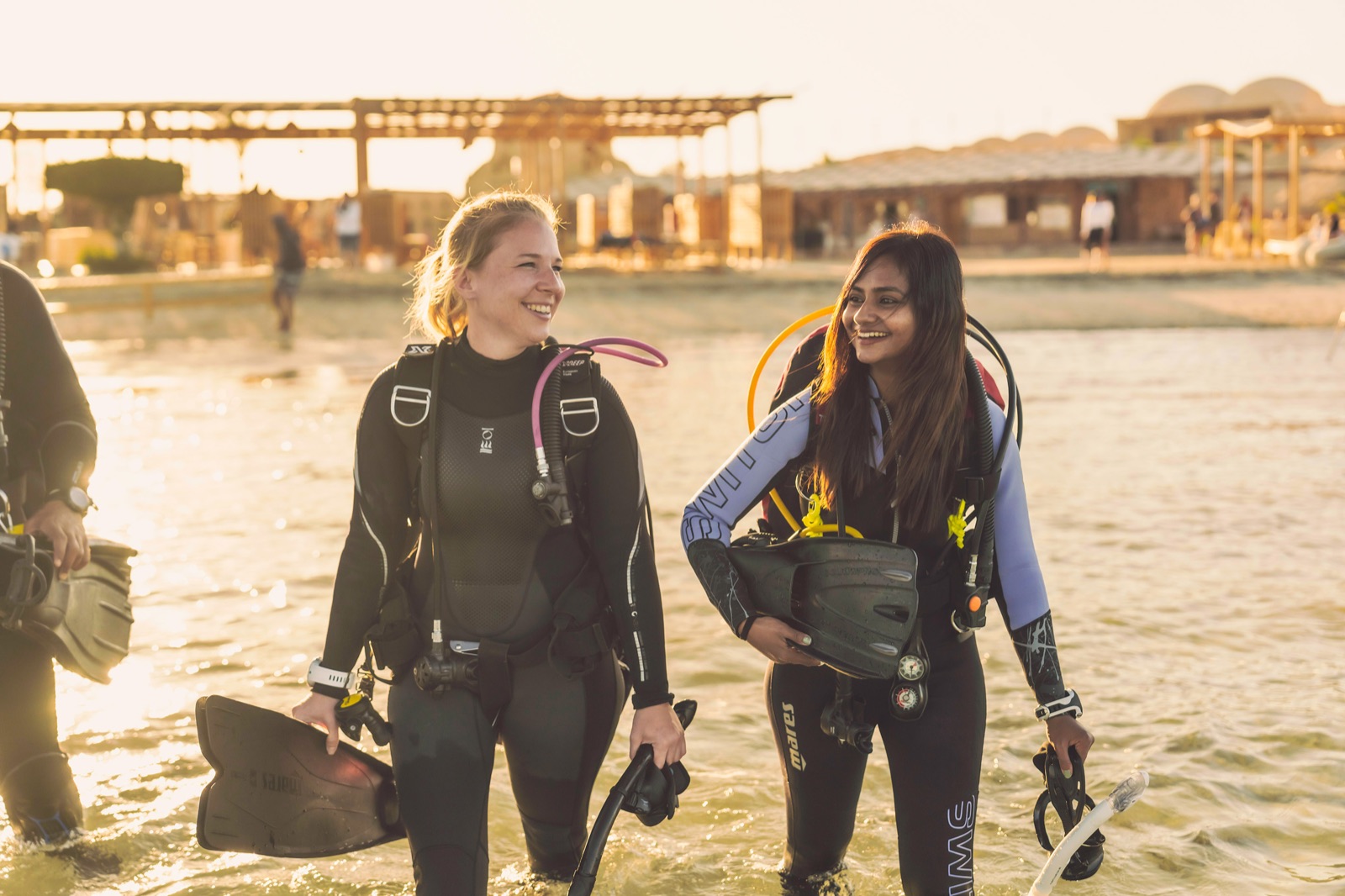 Divers at the surface after a dive
